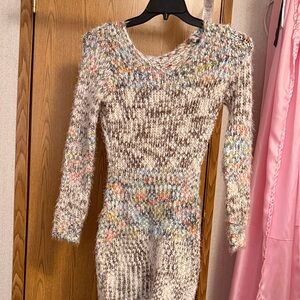 Cozy Multicolor Marled Knit Sweater Dress